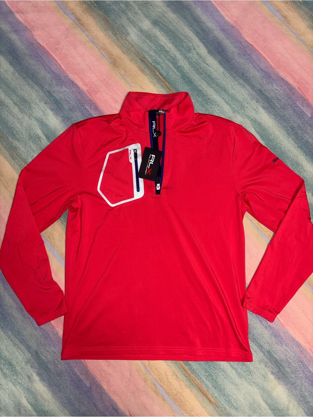 RLX Ralph Lauren Men’s size M Red Quarter Zip Golf Pullover Jacket Long Sleeve